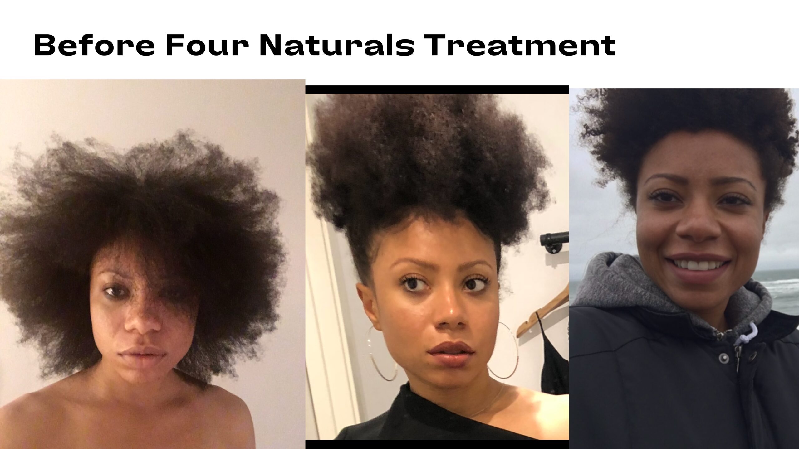Before Four Naturals I had typical Type 4 hair problems. I struggled with: dry and breakage, I was prone to heat damage and when water touched it I had a perpetual 'fro.